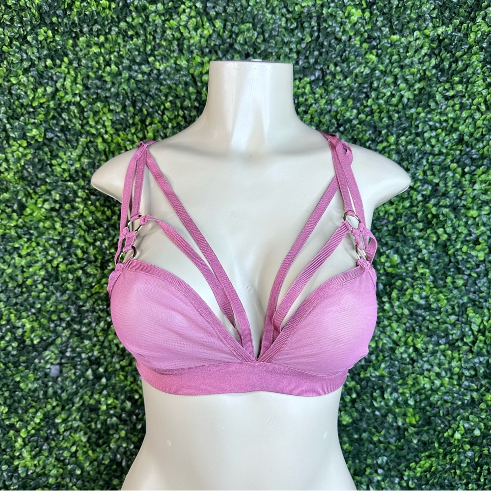 Mauve pink sheer strapy bralette nwt‎
